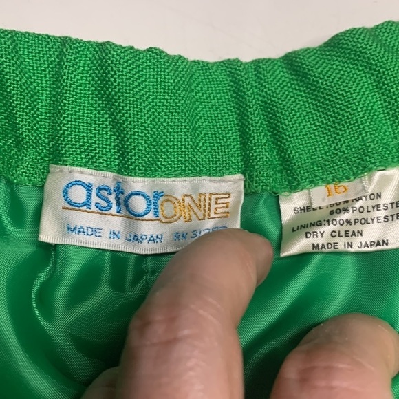 Vintage astorone kelly green A-line made in Japan midi Skirt women’s 16 - Picture 2 of 5